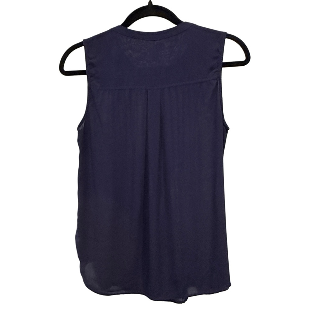 Size Small Gap Sleeveless Pintuck Navy Blue Flowy Blouse - Picture 3 of 6